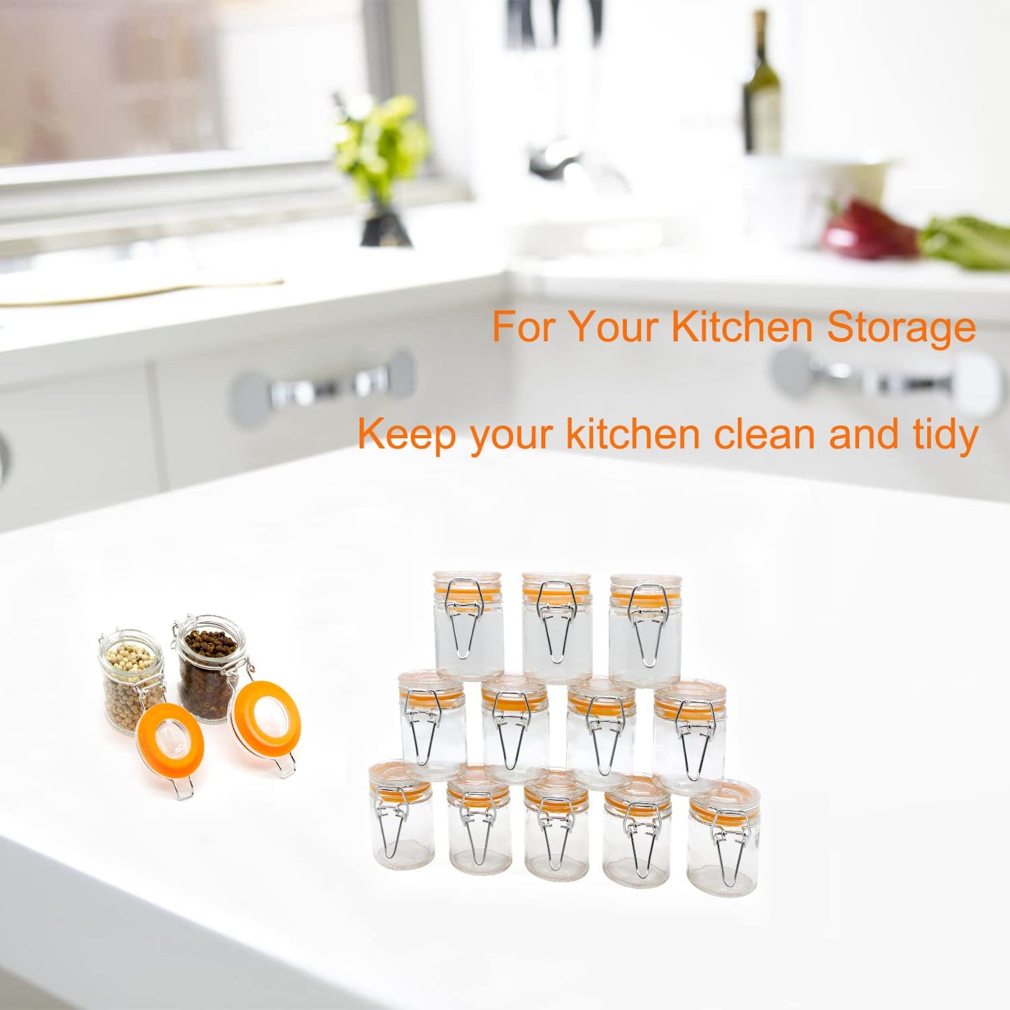 Homelike Style 1.7 oz Mini Glass Spice Bottles, 24 Pack Small Glass Jars with Airtight Lid and Leak Proof Rubber Gasket, Empty Spice Containers with Labels for Home and Kitchen
