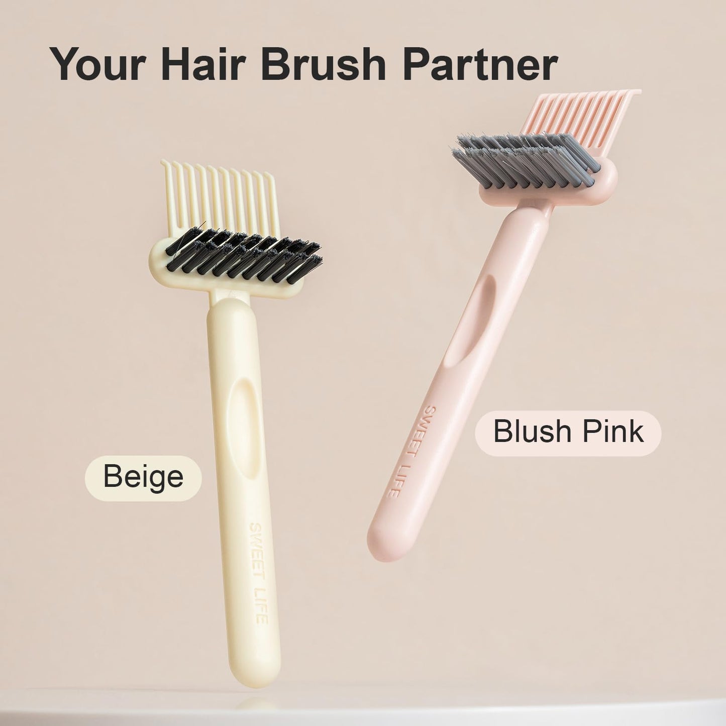 RHOS 2-in-1 Hair Brush Cleaner and Remover Tool - Comb for Removing Hair and Dust, Suitable for Home and Salon Use (1 Pack - Pink)