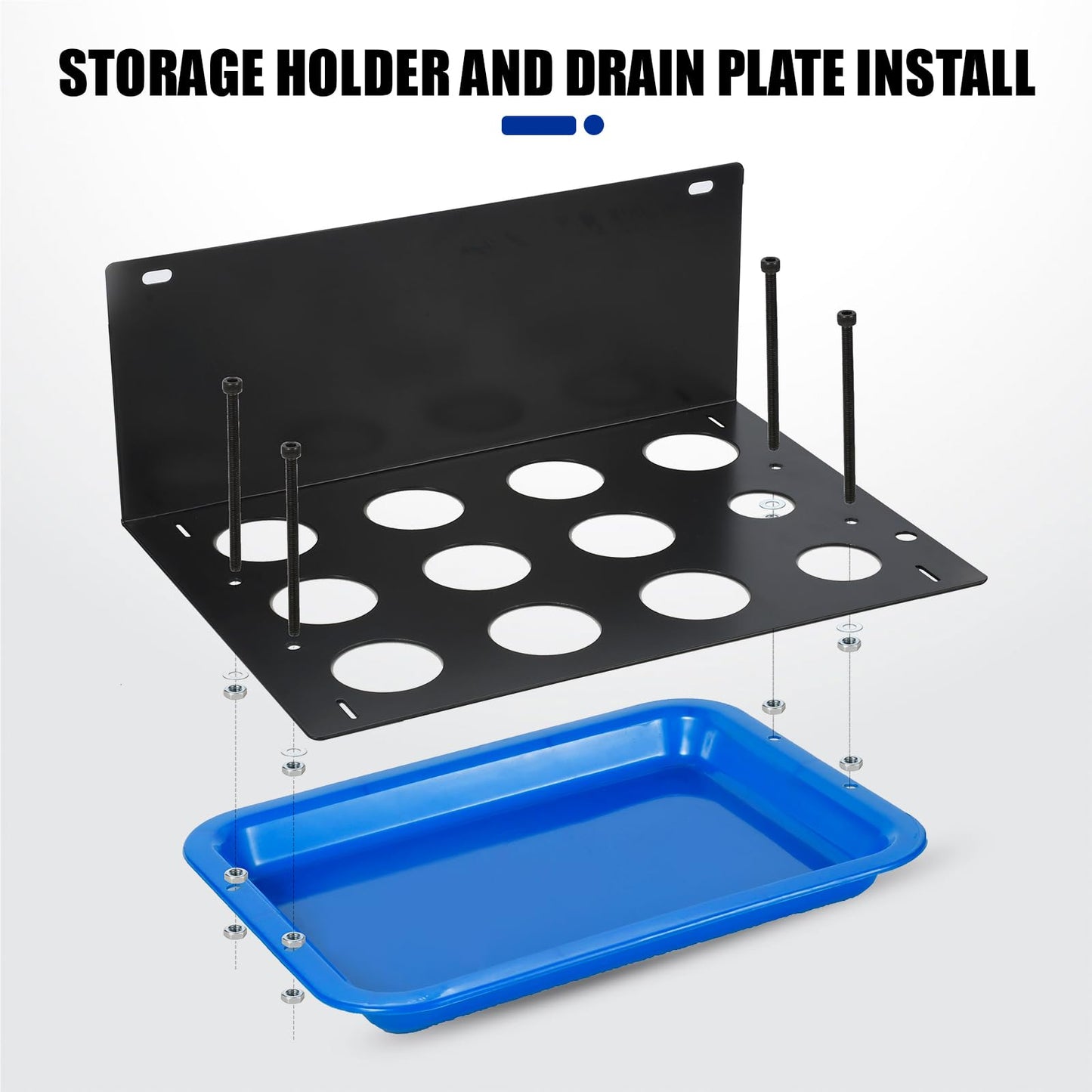 PESIKO Engine Oil Funnel Kit, No Spill Oil Change Funnel Kity with A Fixed Metal Storage Shelf Compatible with Toyota, GM, Honda, Subaru, Ford, Jeep and European, Etc