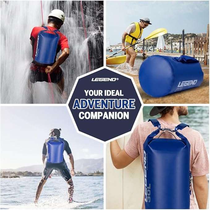 Legend UltraSEA Waterproof Dry Bag 5L/10L/20L/30L - Drybag Waterproof Bag for Kayaking, Swimming & Travel, Roll Top Floating Dry Bag, Lightweight Dry Sack for Boating, Rafting and Beach - 30L Blue