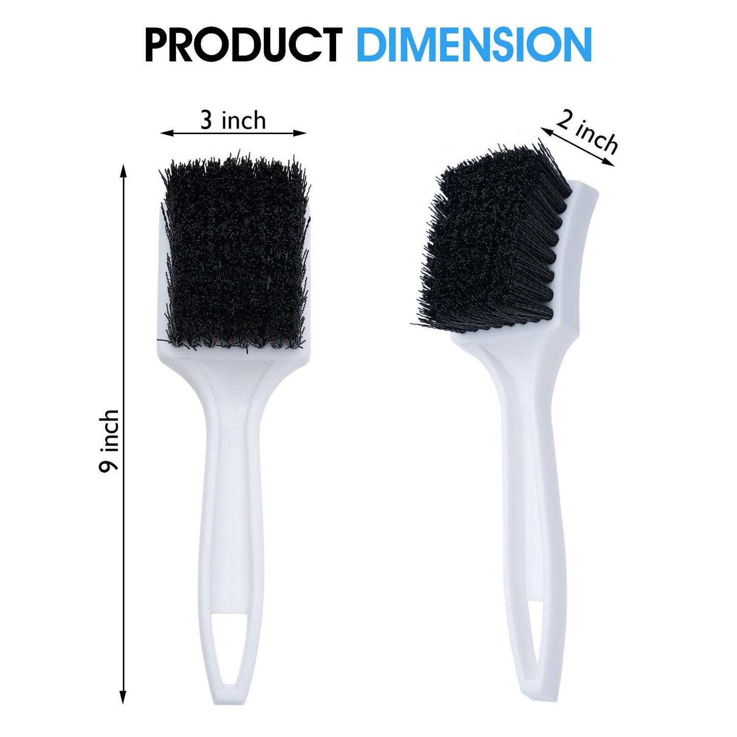 Nanoskin 8.5-Inch Deep Clean Stiff Scrub Brush for Carpets & Floor Mats, Black Nylon - Professional Automotive Detailing, Home Carpet Scrubber, Easy Grip Handle, High-Performance Cleaning Accessory