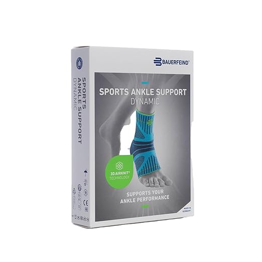 Bauerfeind Sports Ankle Support Dynamic - Ankle Compression Sleeve for Freedom of Movement - 3D AirKnit Fabric for Breathability - Premium Quality & Washable (XL, Rivera)