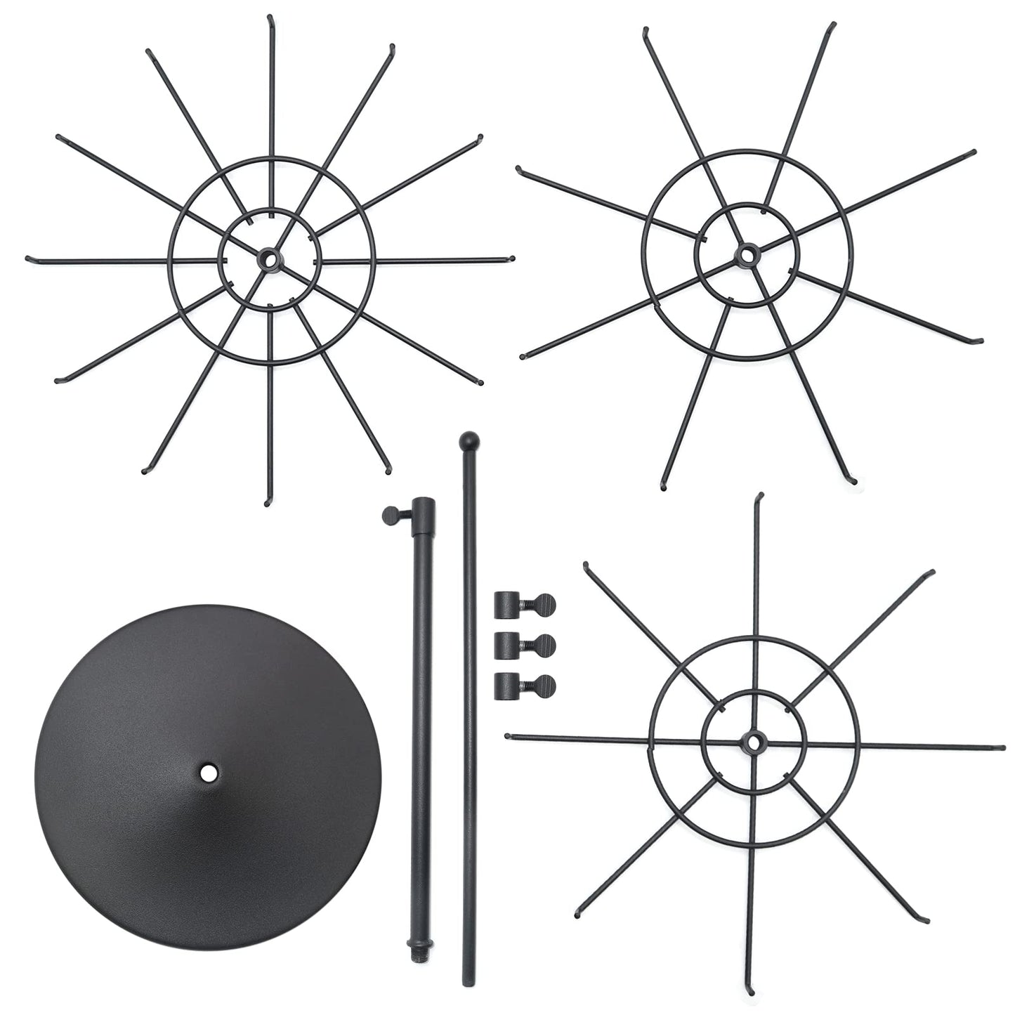 Polmart Heavy Duty Dual Heights (Stand & Tiers) Adjustable Countertop Spinner Display Stand (Black, 3-Tier)