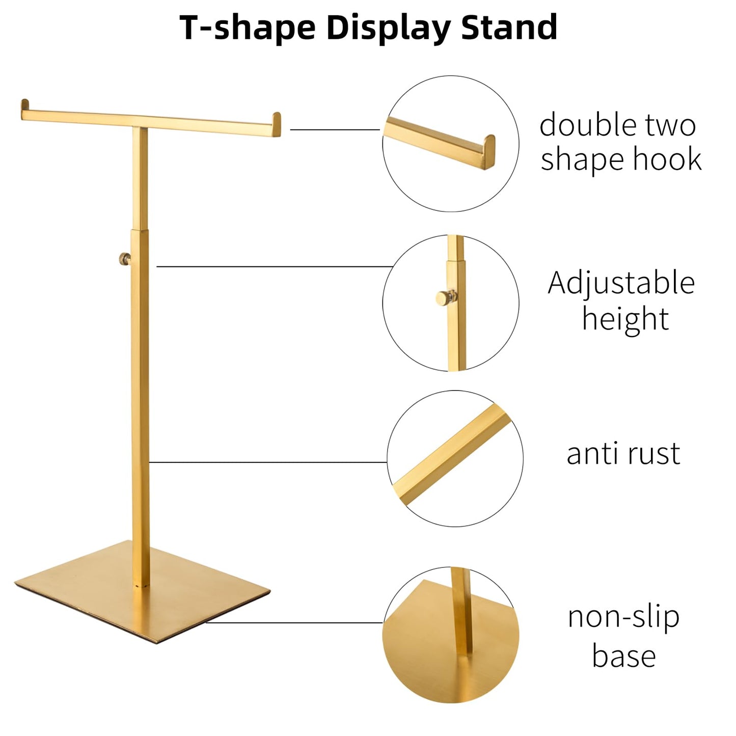 CHANJEYION Purse Display Stand Set of 2 Jewelry Tower Stainless Steel Jewelry Handbags Stand Tabletop for Necklaces Purse Hanger Stands Adjustable Height Organizer Home Store Boutique, Gold