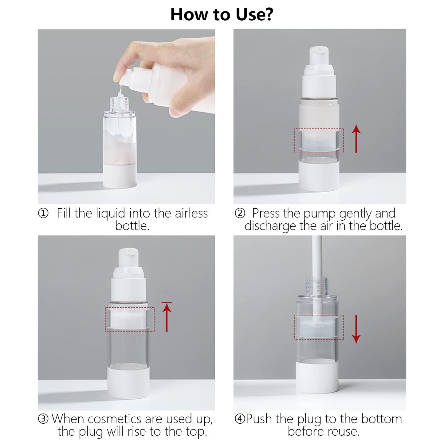 SENENQU 24 PCS 1 Oz 30ml Airless Pump Bottles Travel Size Empty Pump Bottle Lotion Container Refillable Cosmetic Pump Dispensers for Foundation Moisturizer Shampoo Toiletry