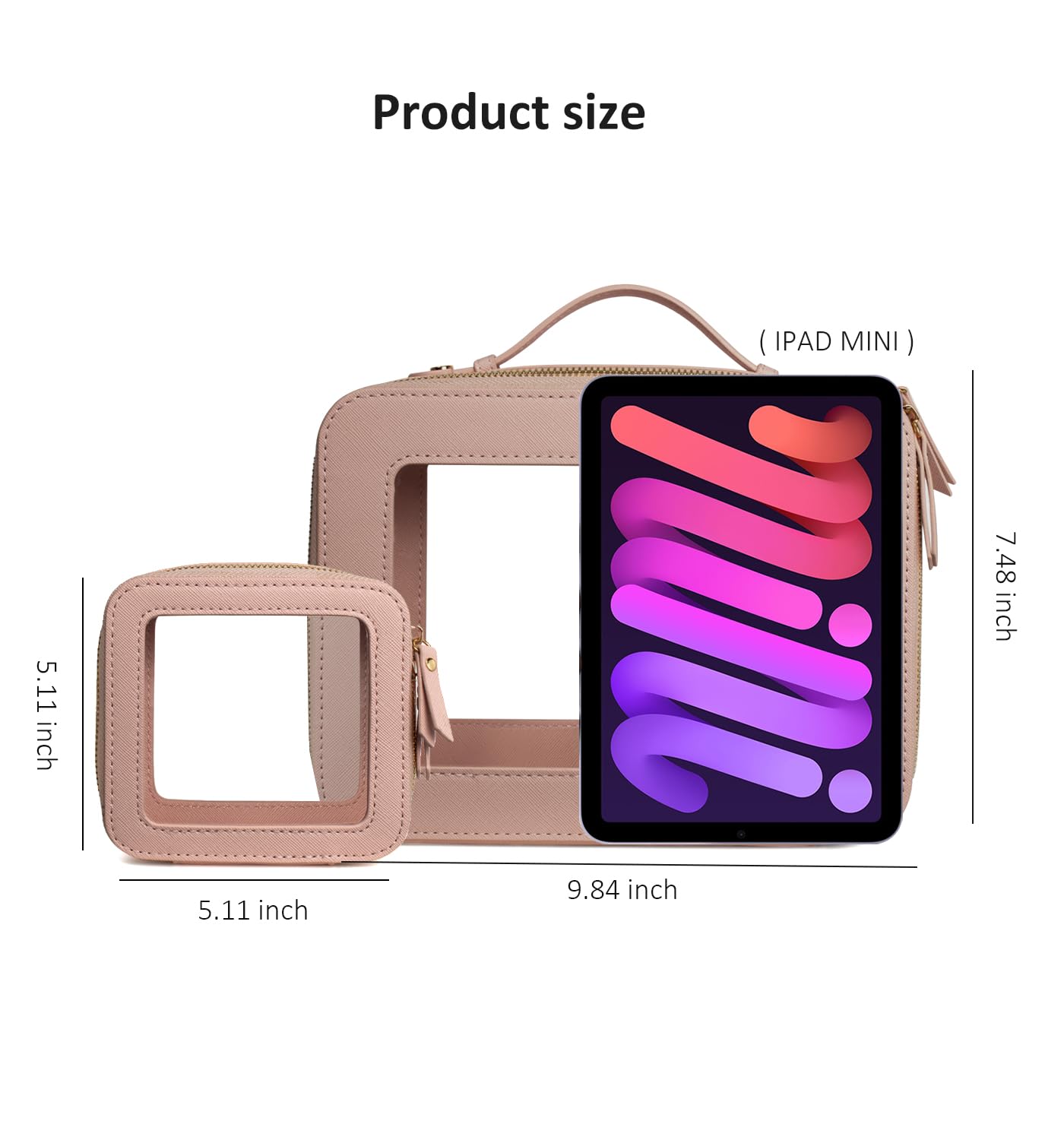 LETGO Clear Makeup Bag Organizer,Travel Toiletry Bag Cosmetic Case for Women,Portable Beach Make Up Skincare Pouch Car Organizer Bag with Zippers for Essentials(Large-Nude)