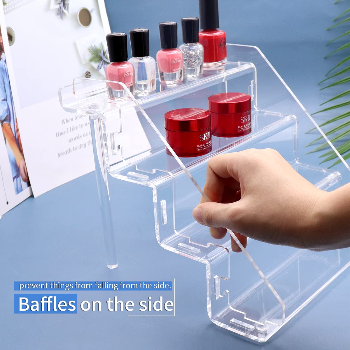 Sezanrpt Clear Acrylic Display Risers Stand Set of 2, Perfume Organizer Holder And Storage, Acrylic Cupcake Stand, Tiered Display Shelf for Funko Pop, Collections, Spice, Nail Polish, 9x8.3x6.7 inch