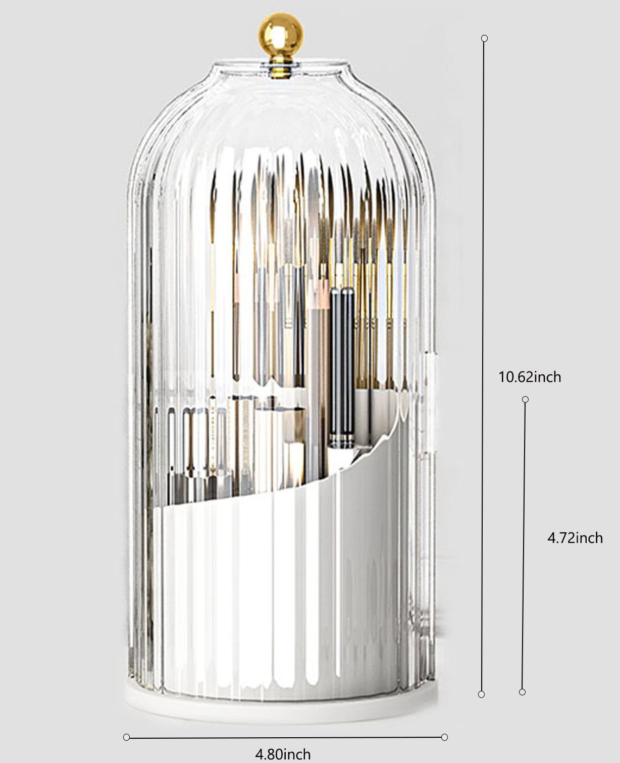 Skatx 360°Rotating Makeup Brushes holder with Lid,Make Up Organizers and Storage for Vanity Countertop or Bedroom Dresser(Transparent white)