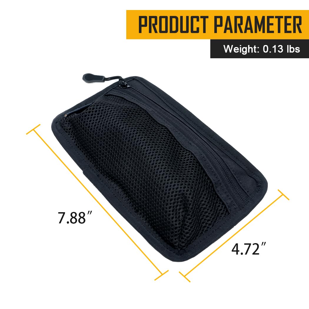 IDOGEAR Tactical Mesh Pouch Insert Modular Bag Compartment Utility Organizer Admin Pouch EDC Net Pocket with Hook Fasteners (Black)