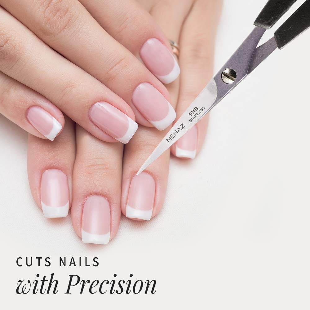Mehaz Precision Cut Stainless Steel Scissors To Trim Nails, Brows, Facial Hair and Split Ends