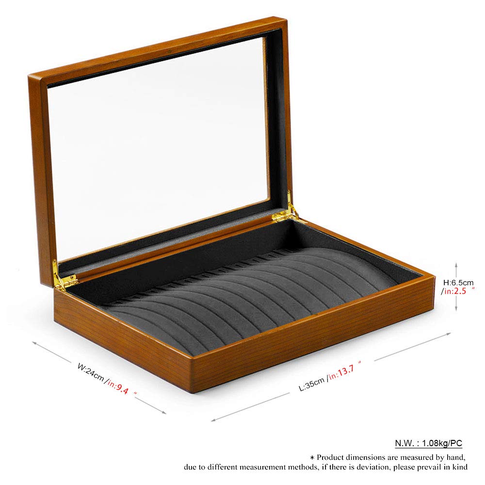 Oirlv Solid Wooden Necklace/Bracelet/Pendant Jewelry Organizer Box 13 Lattice Necklace Showcase Display Holder