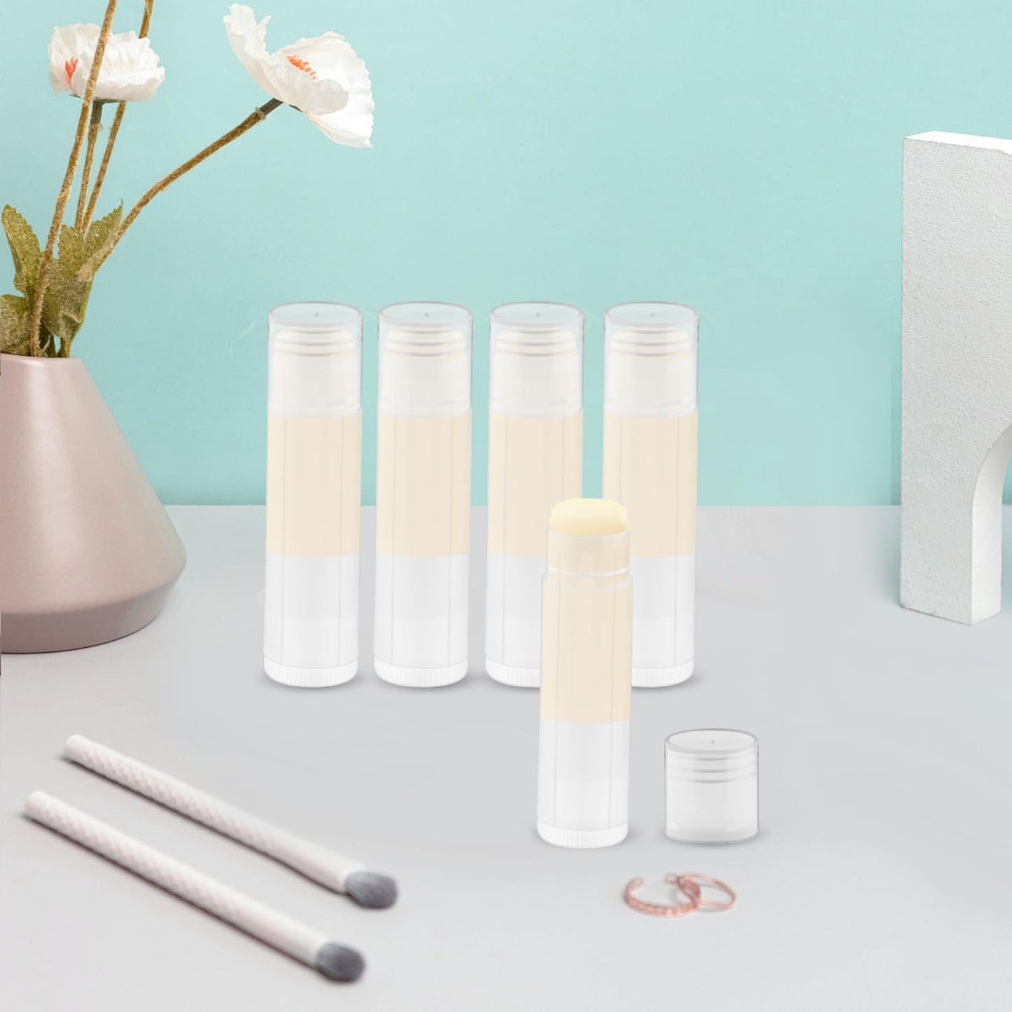 Mirrline 200 Pcs 5g Lip Balm Tubes Empty Plastic Lip Gloss Container Tubes Rotatable Lipstick Container Bottle with Lids for Women Girls DIY Makeup Cosmetic - Clear