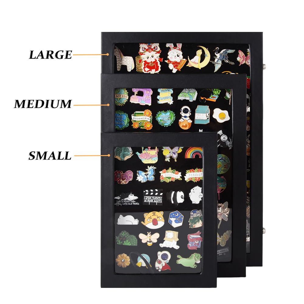 13.7 x 9.4 Inches Large Pin Display Case, Dustproof Pin Collection Showcase Storage Organizer Box, for Military Medal Jewelry Brooch Collection (Not Include Accessories)