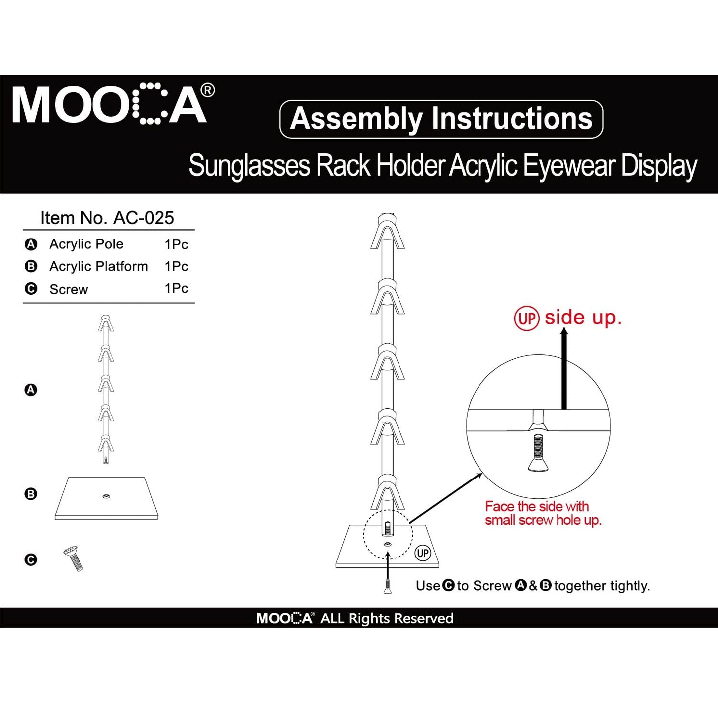 MOOCA 2 Pcs Set Premium Acrylic Sunglass Organizer, Glasses Holder, Sunglass Holder, Glasses Stand, Eye Glass Holder, 5 Frames for Each