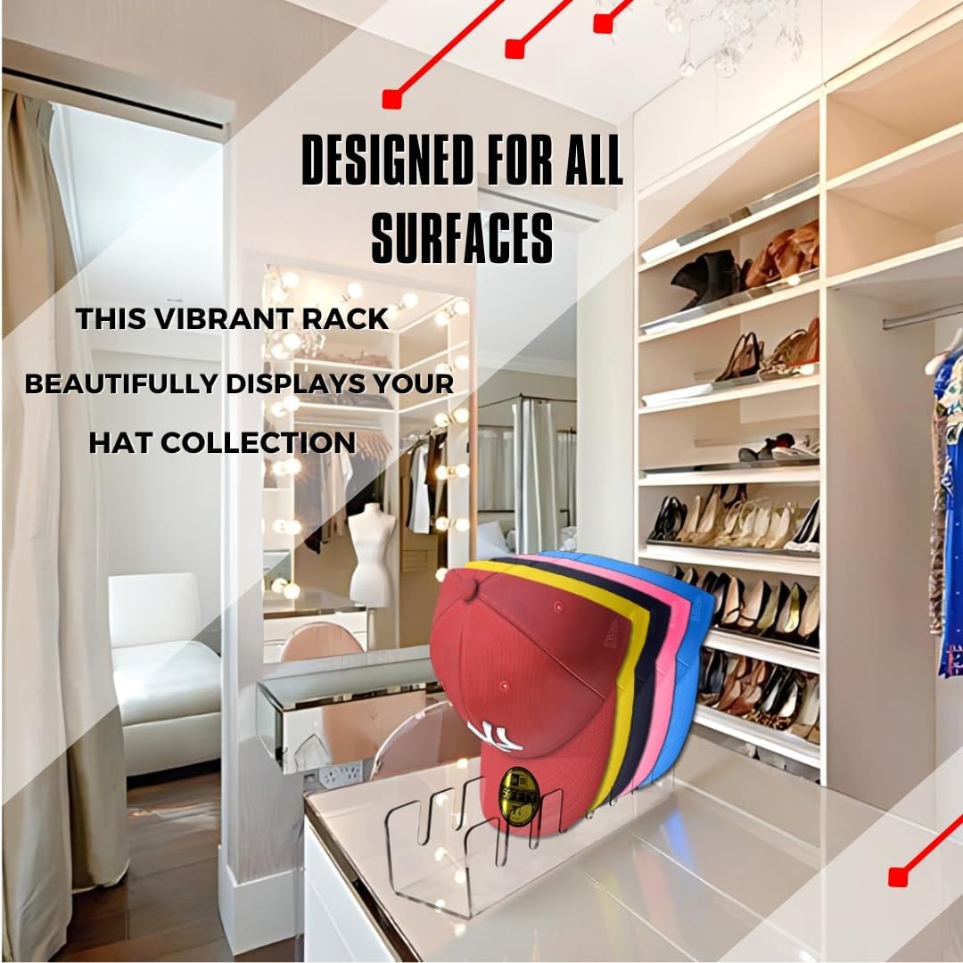 nipalensis Baseball Cap Organizer 2-Pack | Clear Acrylic Hat Rack for Closet | Space-Saving, Baseball Hat Organizer Not Fit for wall, Cap Holder Display Solution, Hat Organizer for Baseball Caps