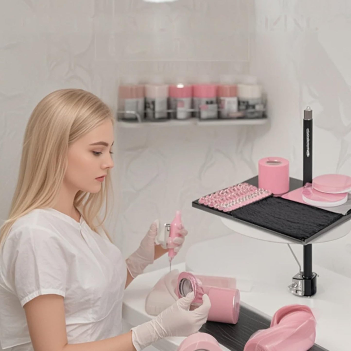 Lash Tray Holder Adjustable Lash Trays Organizer Attachment with Phone Holder Functional Eyelash Trays for Lash Techs Lash spa salon Lash Extension Supplies 10.6"x 8"
