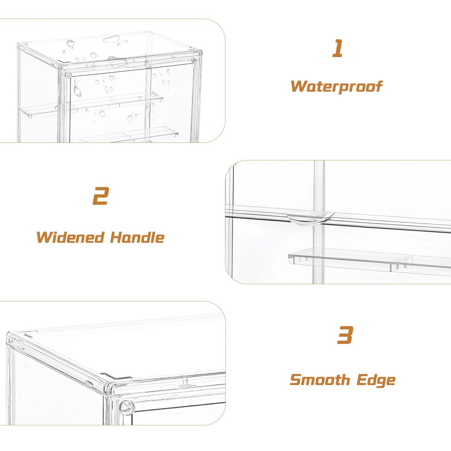 LXLXXL Small Acrylic Display Case for Collectibles 3 Layer Adjustable Display Case with Magnetic Door Clear Stackable Display Box for Mini Figures, 4 Pack