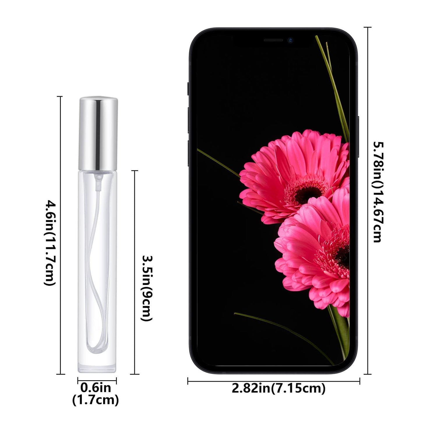 Lil Ray 10ml Perfume Atomizer for Men & Women. Refillable Glass Spray Bottle. Portable Fragrance Bottle for Travel,Party (6PCS,Silver)