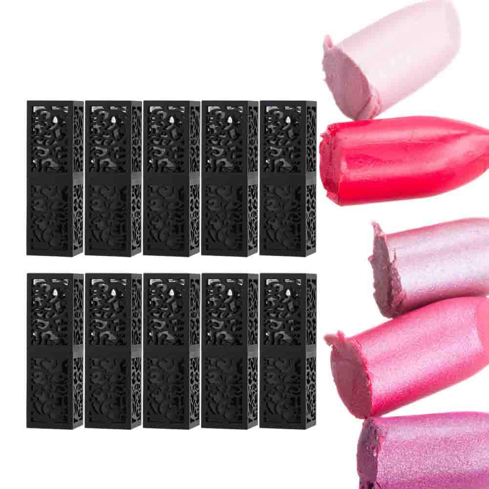 Dioche 10 Pack Empty Lipstick Tubes 12.1mm, Refillable Lipstick Container DIY Lip Balm Tube, Black Hollow Lipstick Case for Handmade Cosmetic (01)