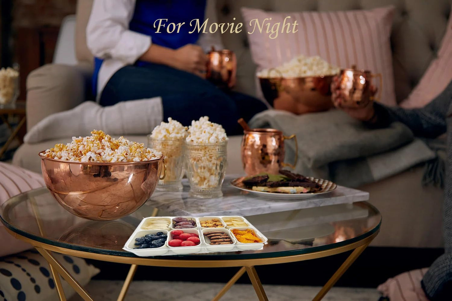 ZEENING Divided Clear Snackle Box Container, Serving Tray with Lid & Handle, Charcuterie Board Container Storage Organizer for Fruit, Candy, Veggie, Nuts & Snacks, Perfect for Party, Travel, & Picnic