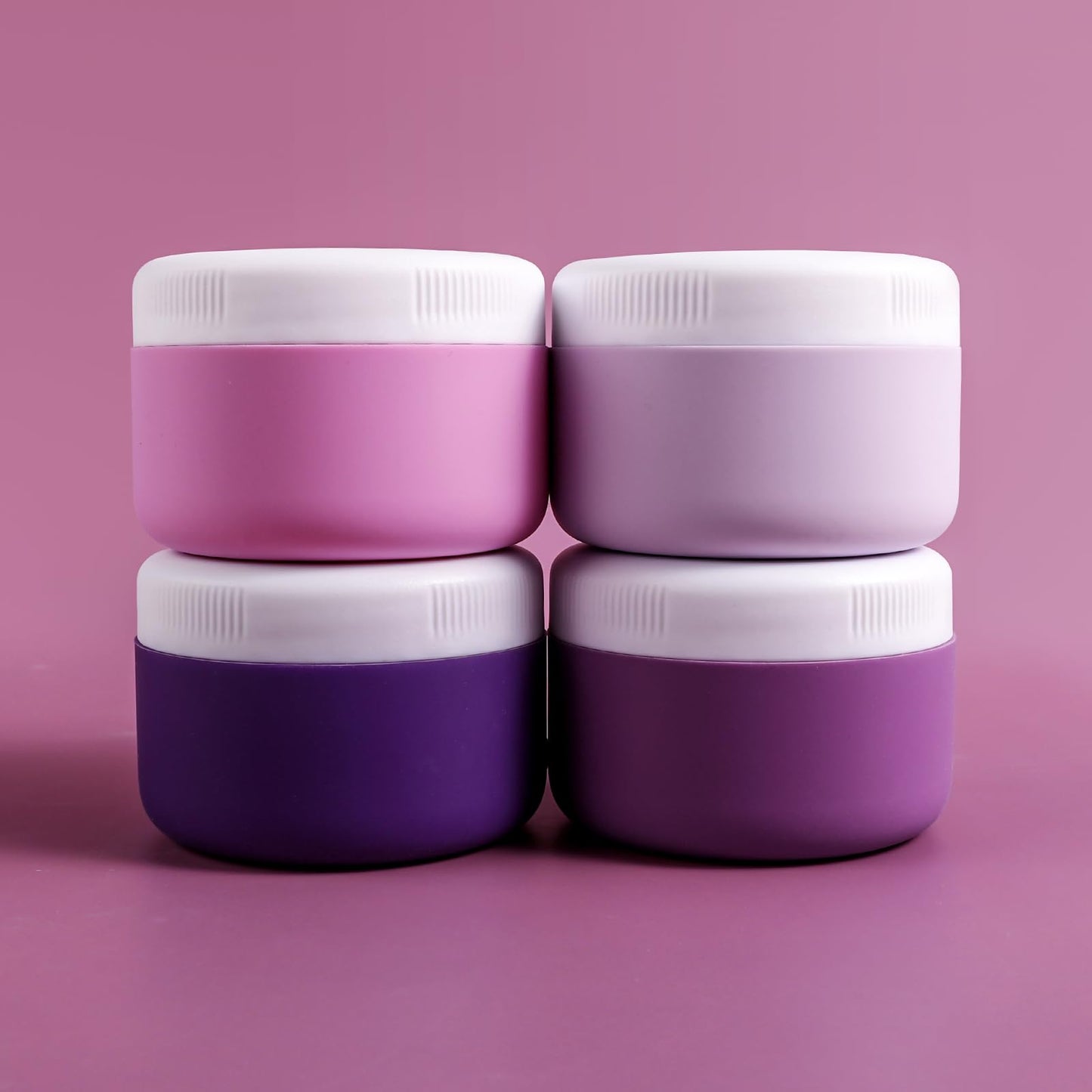 Kuangre Travel Containers for Toiletries, Silicone Cream Jars BPA-Free, Leak-proof 2oz Travel Size Containers, Portable Size Silicone Jars with Lid for Cosmetic Face Hand Body Cream (4 Pack)