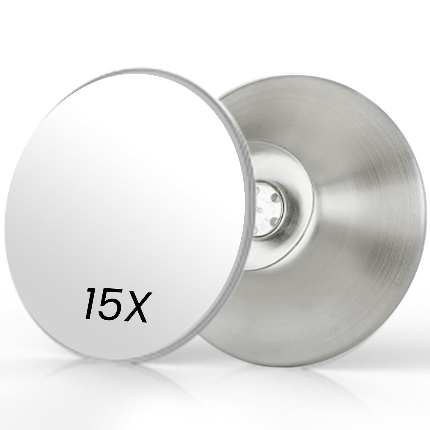VESAUR 15X Magnifying Mirror, Travel Essential Portable Makeup Mirror for Precision Seamless Makeup (Round, Pearl Nickel)