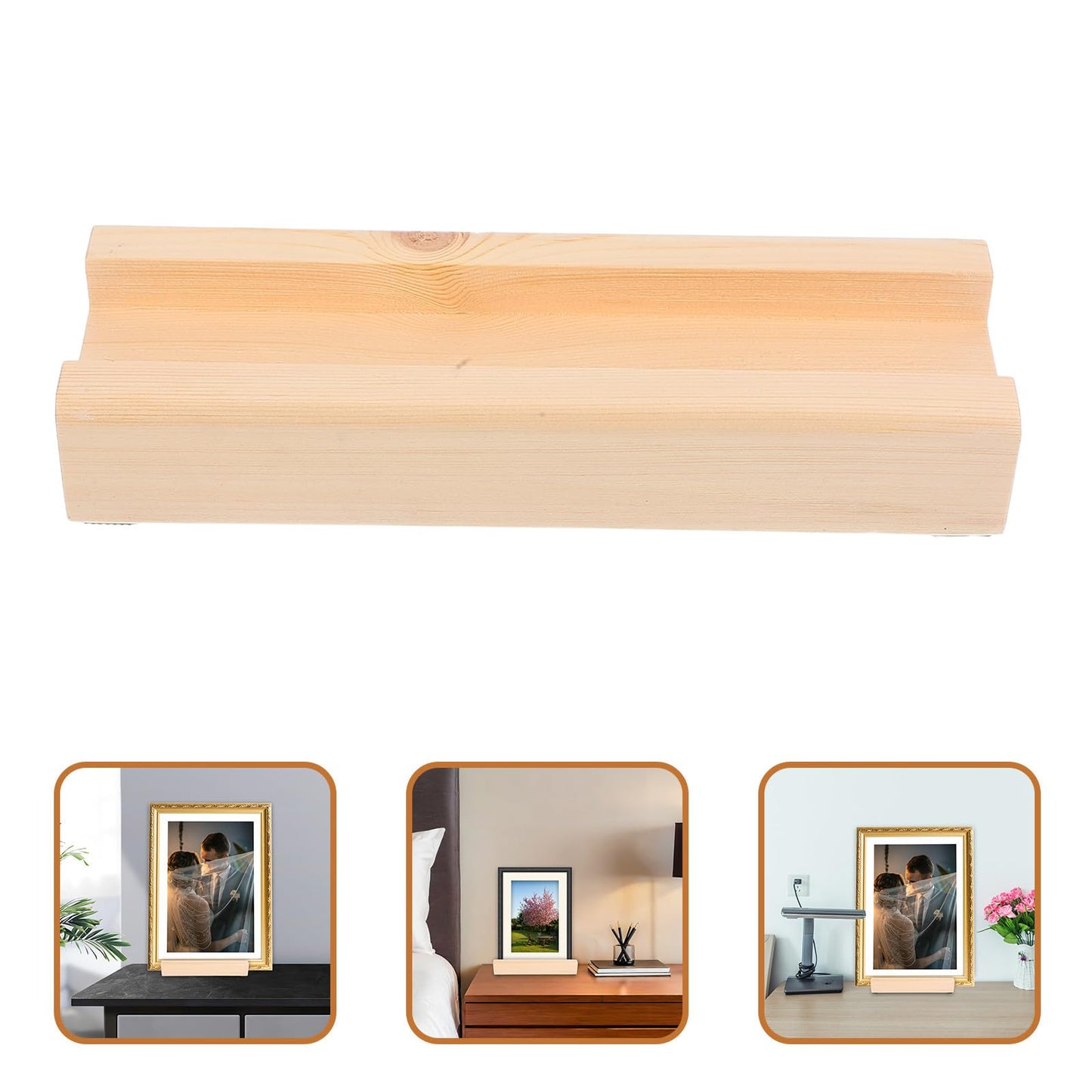 NULYLU Wooden Painting Stand Base Movable and Spacesaving Solution with Non-slip Design, Beige Solid Wood Display Stand for Interior Decor and Wall Placement with Luxurious Modern Style