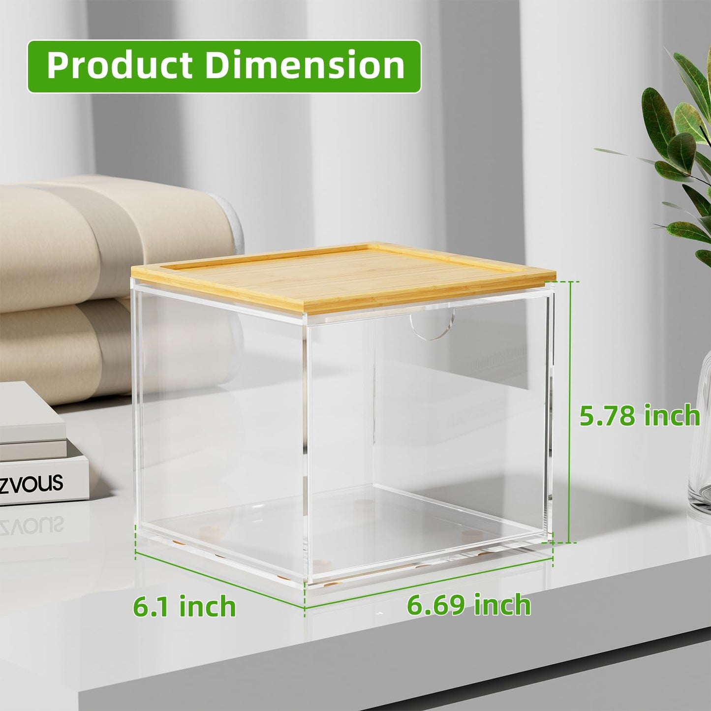 VITVITI Drawer Disposable Face Towel Holder Box, Acrylic Facial Towel Container for XL Clean Skin Club, Large Disposable Face Towels Storage with Bamboo Lid, for Bathroom, Vanity Makeup, Clear