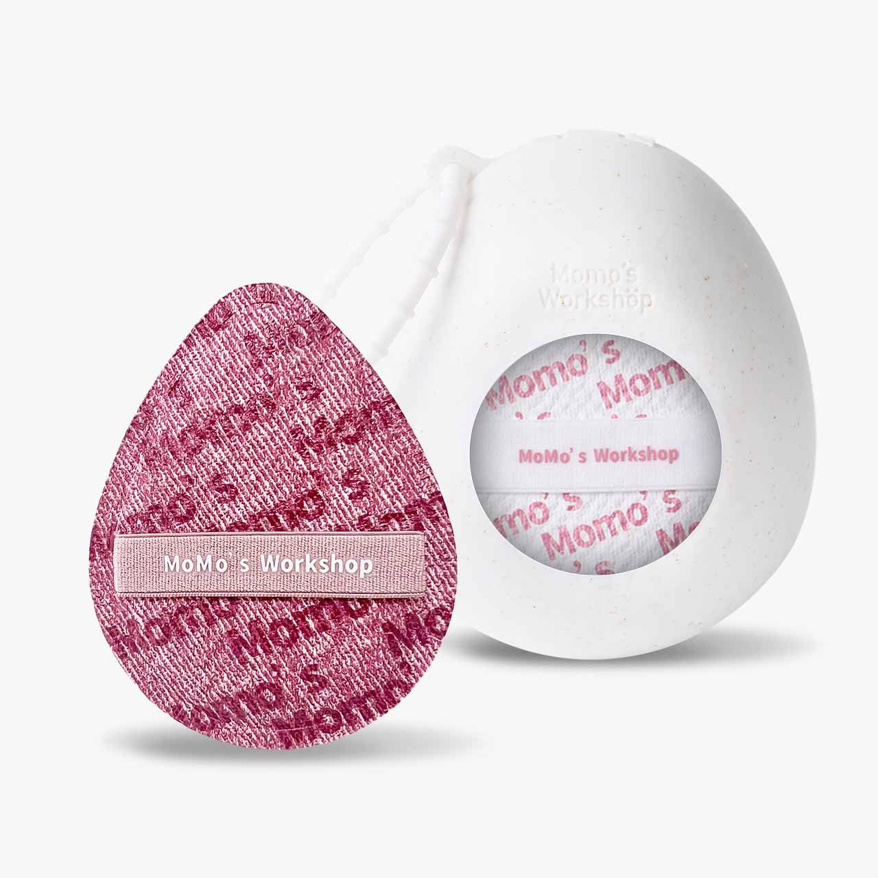 Momo's Workshop Pink Denim Makeup Sponges,Super Soft Blenders Sponge for Liquid Foundation Sponge,Large&Soft Yet Bouncy Rubycell,Egg&Flat Edge shape for Dry/Combination Skin,2pcs &Storage Case