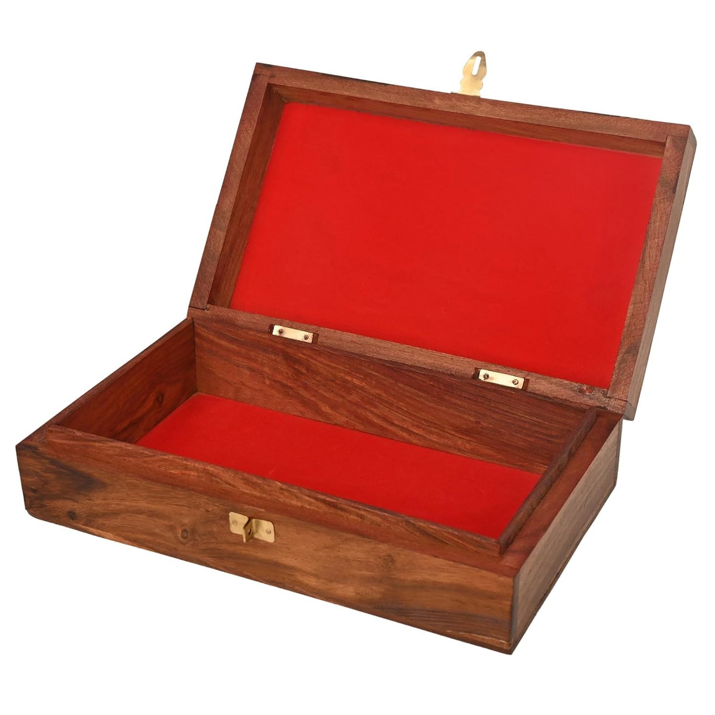 Wooden Jewelry Box with Exquisite Carving and Brass Inlay, Elegant Jewelry Organizer for Rings, Necklaces, and Bracelets, Handcrafted Storage Solution for Treasured Accessories
