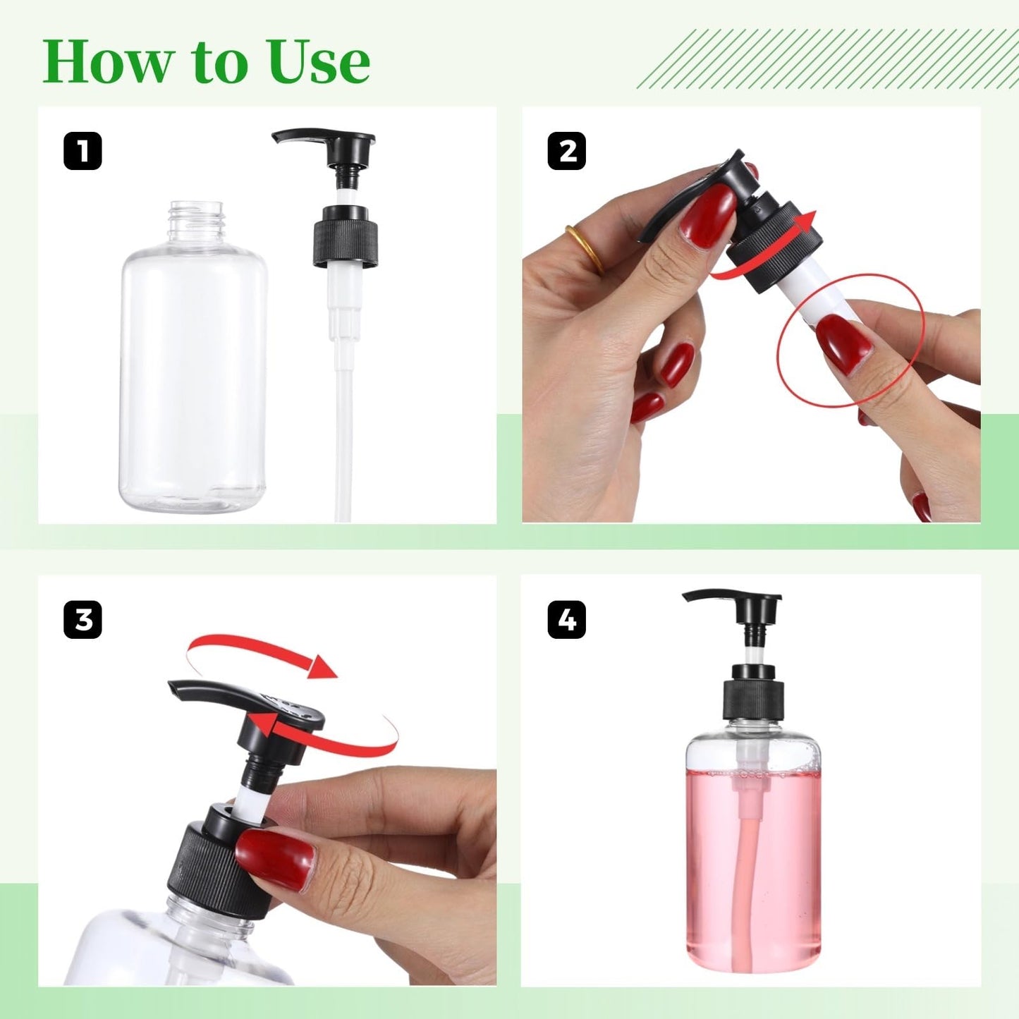Skdqiee 30 PCS Empty Lotion Bottles with Pump - 8 oz/250ml Refillable Plastic Pump Bottles Hand Dish Dispenser Portable Travel Lotion Container for Shampoo, Conditioner, Cream, Liquid (Clear)