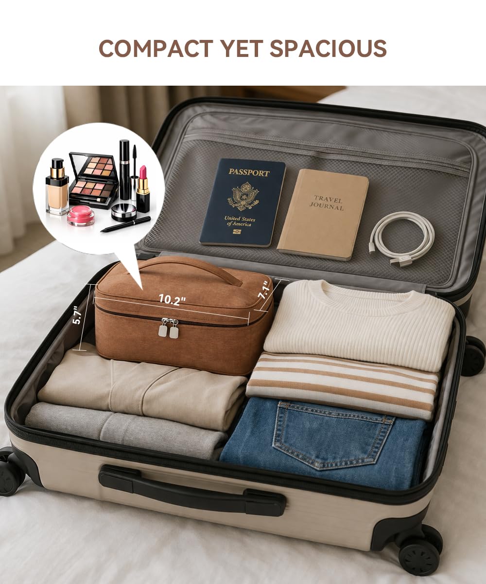 Hemompito Cosmetic Bag for Women, Large Makeup Bag with Detachable Small Bag, Waterproof Makeup Pouch with Handle & Multiple Compartments, Smooth Zippers, Easy to Clean, Built to Last for Home, Travel