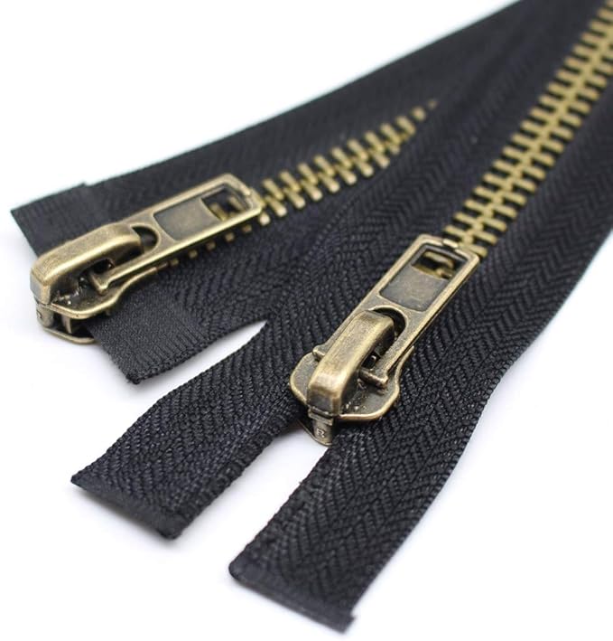 YaHoGa #8 36 Inch Two Way Separating Jacket Zipper Large Antique Brass Metal Zippers for Jackets Coats Sewing Crafts (36" TW Anti-Brass)