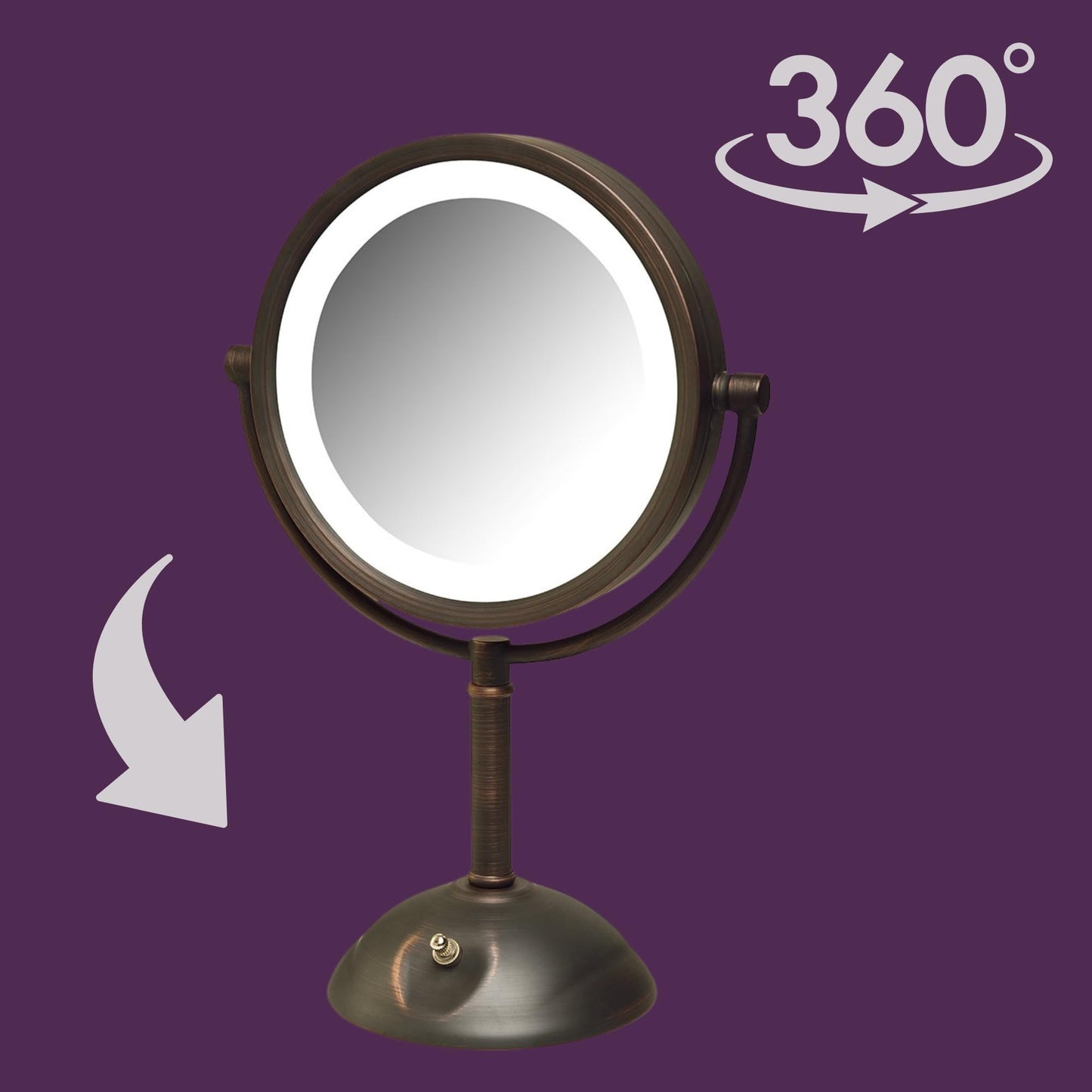JERDON Tabletop Makeup Mirror with Lights - 1X/8X Magnification - Bronze 8.5" Vanity Mirror - Model HL8808BZL
