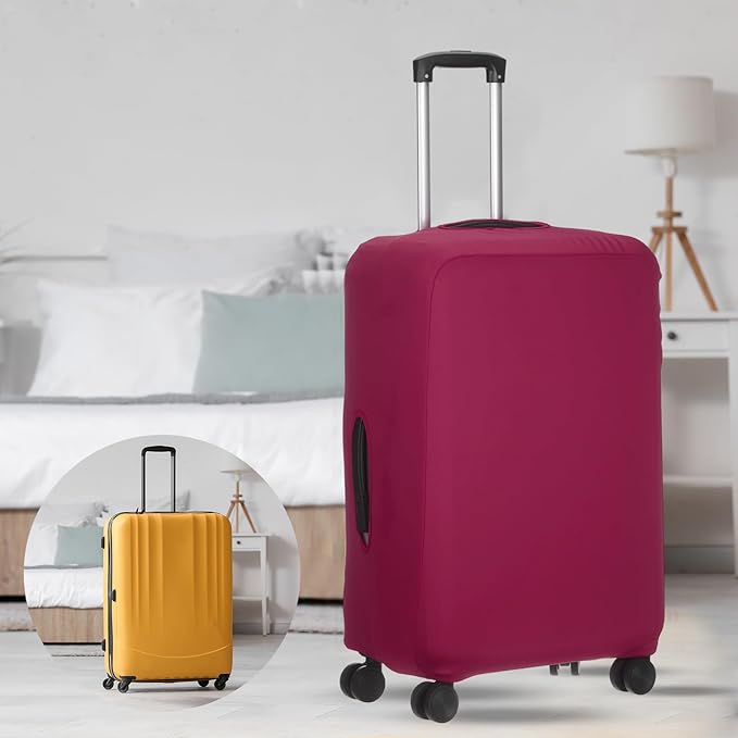 uxcell Travel Luggage Cover, Washable Suitcase Covers for Luggage Anti-scratch Suitcase Protector Elastic Baggage Protective, Fits 22-25 Inch Suit Case, Purple Red