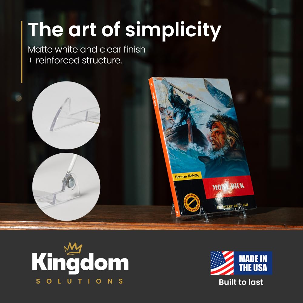 KINGDOM SOLUTIONS MADE IN USA 6-Pack Adjustable Acrylic Easels - Plate Stand - Sturdy Book Stand for Art, Pictures, Plates, Frames - Unique on the Market
