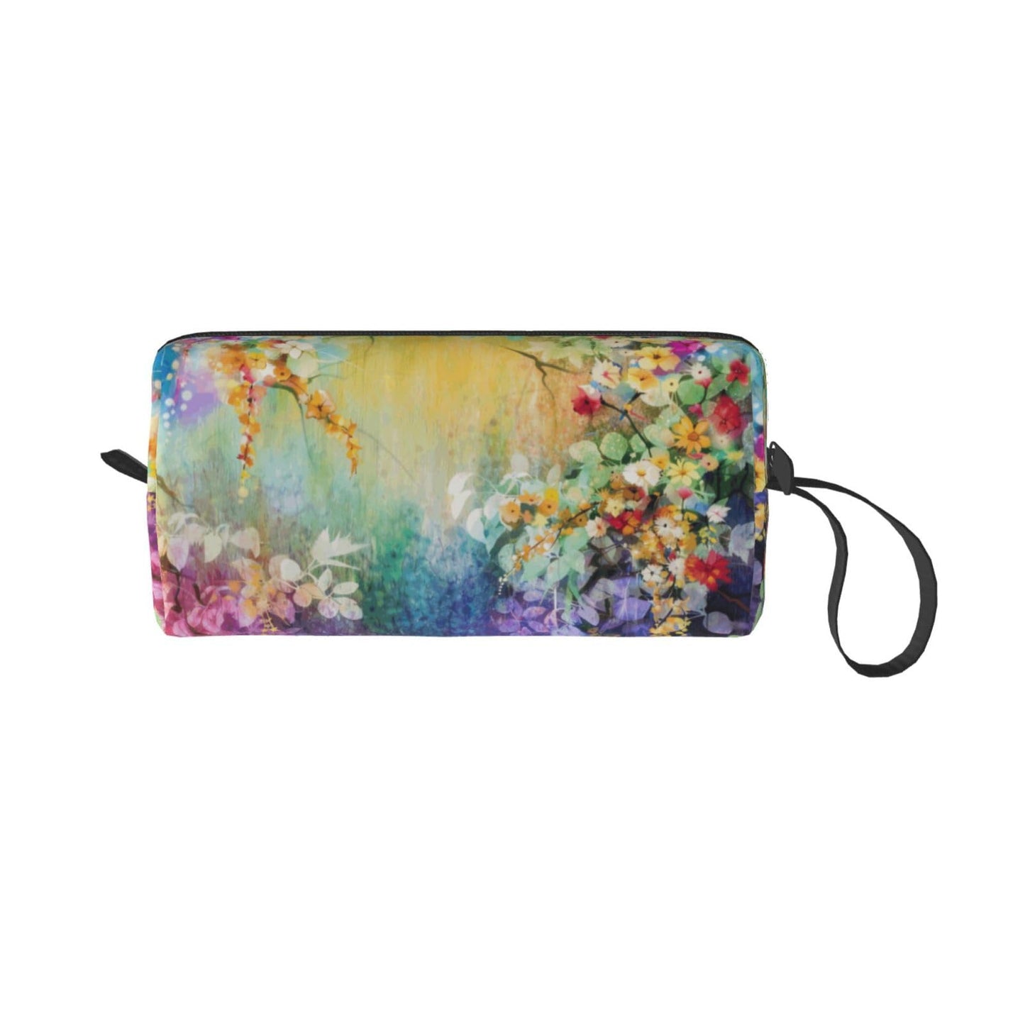 OLUSENMO Watercolor Rainbow Flower Makeup Bag - Durable 600D Oxford Fabric, Impact-Resistant & Compact, Travel Cosmetic & Makeup Organizer for Gym & Daily Use
