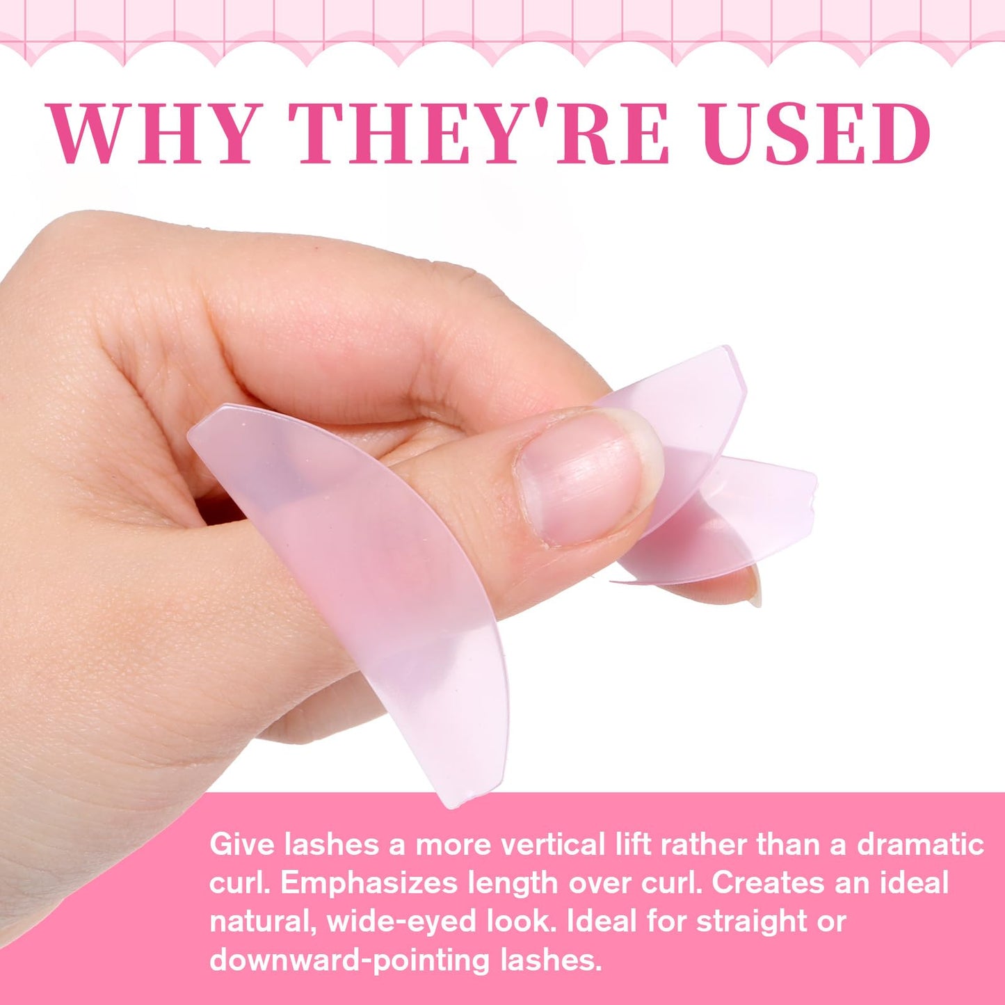 8Pcs Lash Lift Shields Flat, 1mm Thin Korean Lash Lift Pads for Eyelash Straightening and Lifting Super Sticky Glueless Reusable Silicone Lashes Rods for Eyelash Perm Lamination Salon Use(Rose)