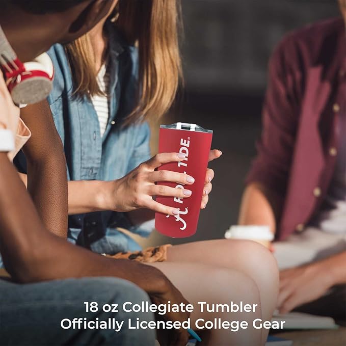 Campus Colors NCAA Stainless Steel Tumbler perfect for Gameday - 18 oz - Double Walled - Keeps Drinks Perfectly Insulated (Alabama Crimson Tide - Crimson)