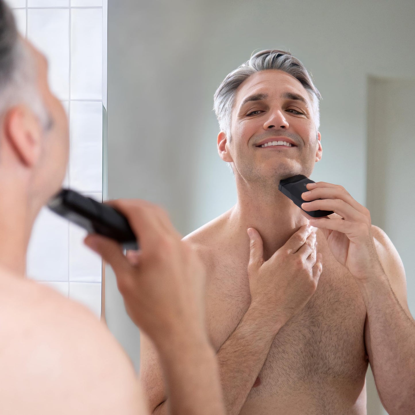 MANSCAPED® The Handyman™ Compact Face Shaver – Portable Men’s Travel Facial Hair Groomer, USB-C Rechargeable Razor, Electric Foil Face Shaver, Waterproof, Cordless, Dual-Action SkinSafe® Foil Blades