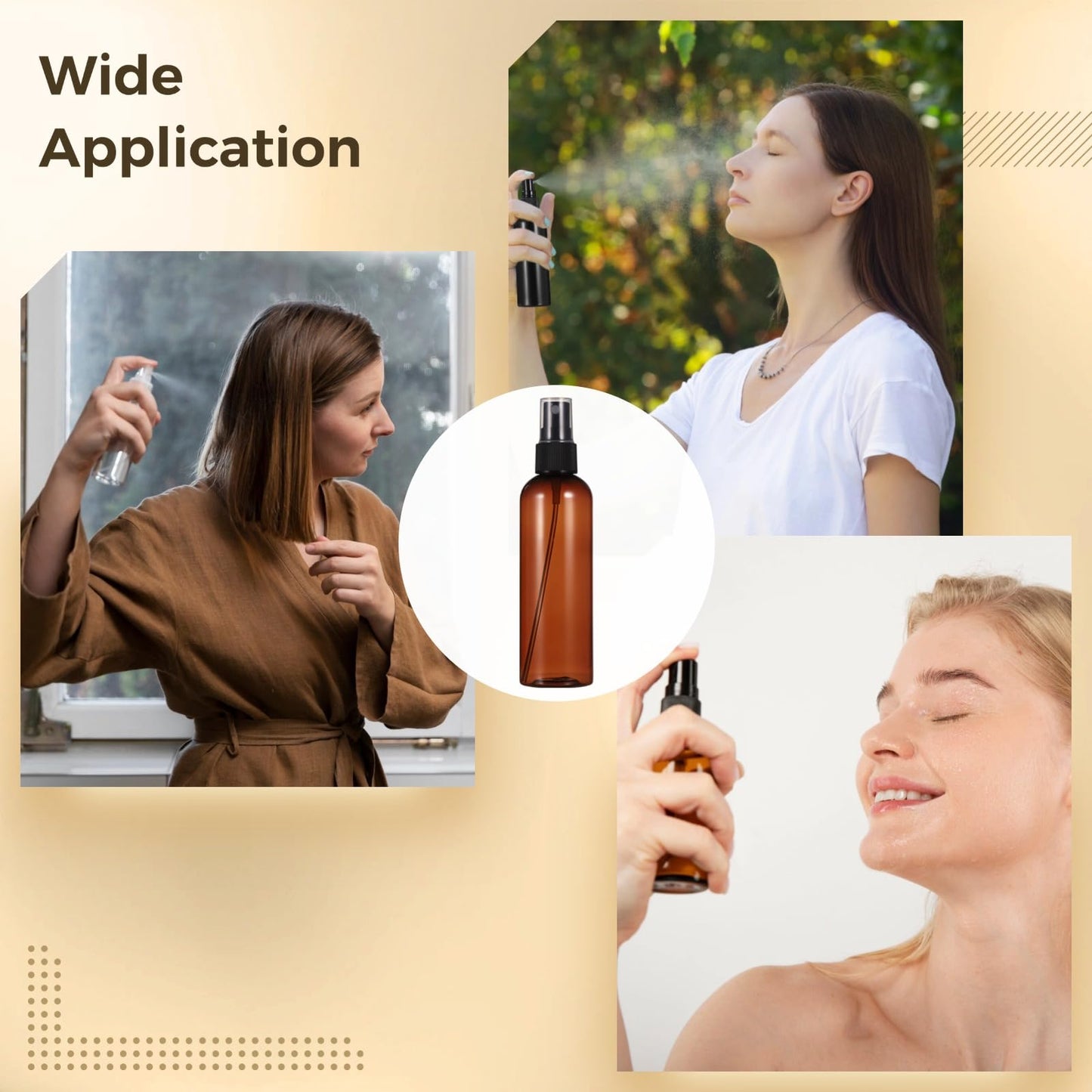 ZALIR 90 Pcs Small Amber Spray Bottles 4 oz - Brown Fine Mist Spray Containers, Empty Refillable Atomizer Bottles, Leak-proof Travel Dispensers for Essential Oils, Perfume, Cleaning Solutions