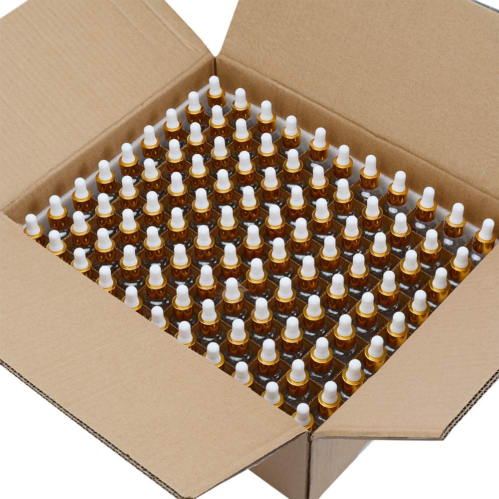 PrettyCare Glass Dropper Bottles 99 Pack, 1oz (30ml) Clear Empty Thick Bottles Bulk with Leakproof Golden Caps - With Labels & Funnels for for Storage, Travel,Essential Oils, DIY Serums