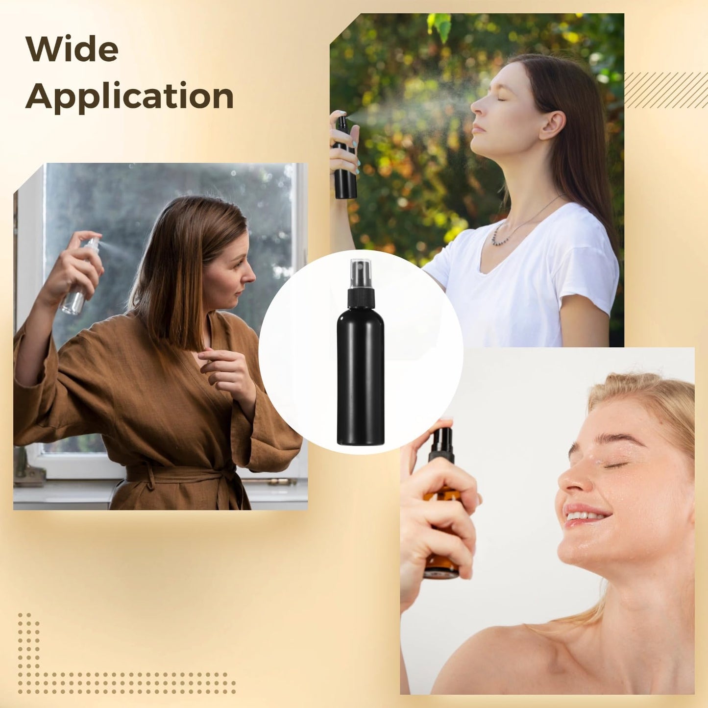 ZALIR 90 Pcs 4 oz Plastic Spray Bottles - 120 ML Travel Size, Fine Mist Sprayers, Ideal for Perfumes, Cosmetics, Cleaning Solutions, and More, Black