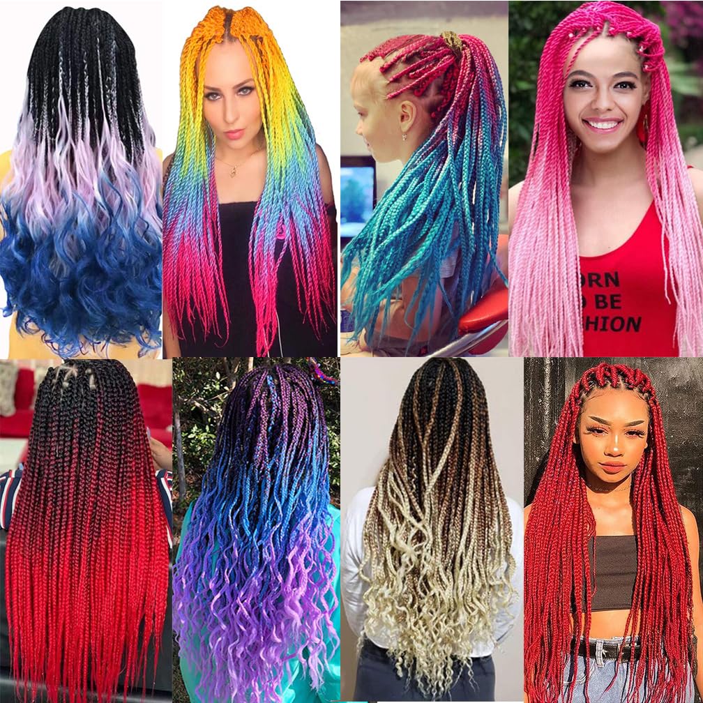 Braiding Hair 24 Inch Braid Hair Extensions Hot Water Setting High Temperature Synthetic Fiber(D4-3Packs)