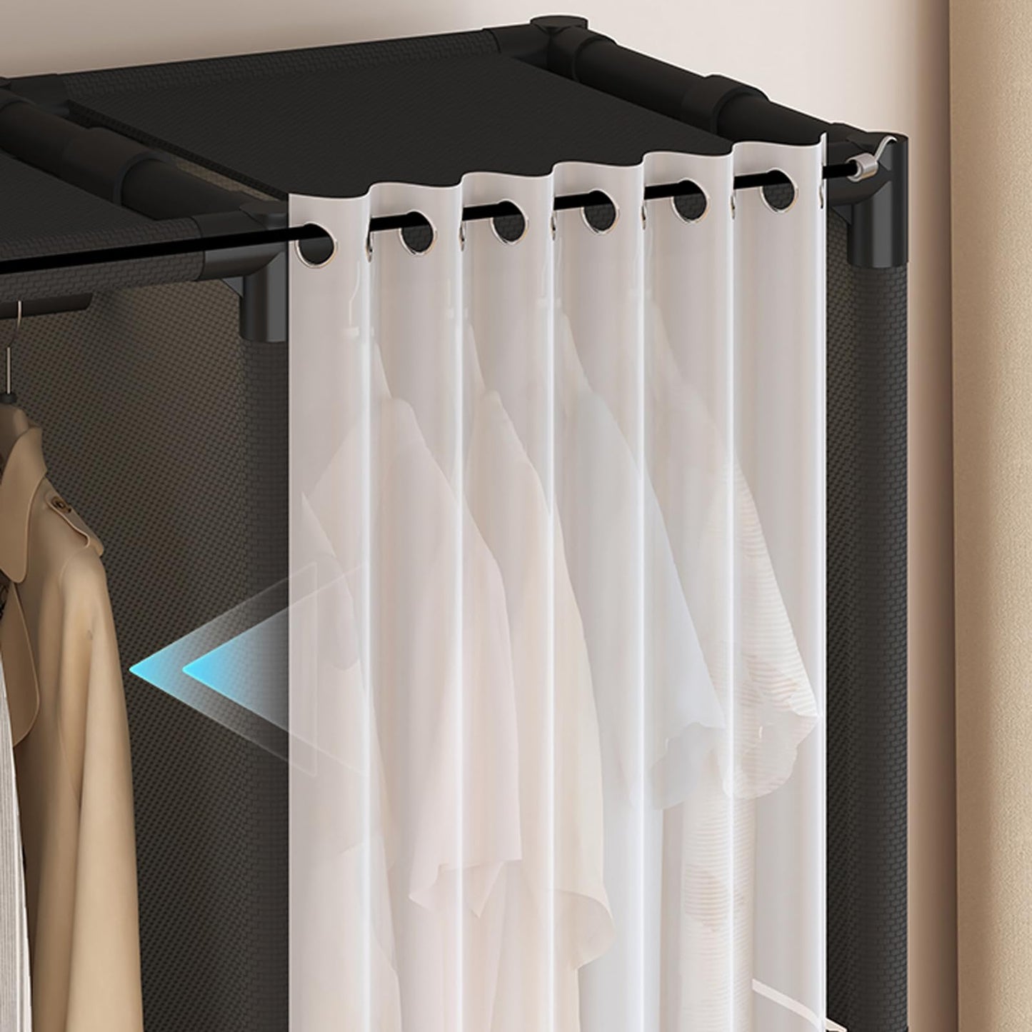 WEALTHYHEART Portable Closet for Hanging Clothes,Japanese Style Wardrobe Closet,Clothes Rack with 3 Drawers,1 Hanging Rods and 2 Storage Shelves,43.3" L x 17.7" W x 65.1" H,Black