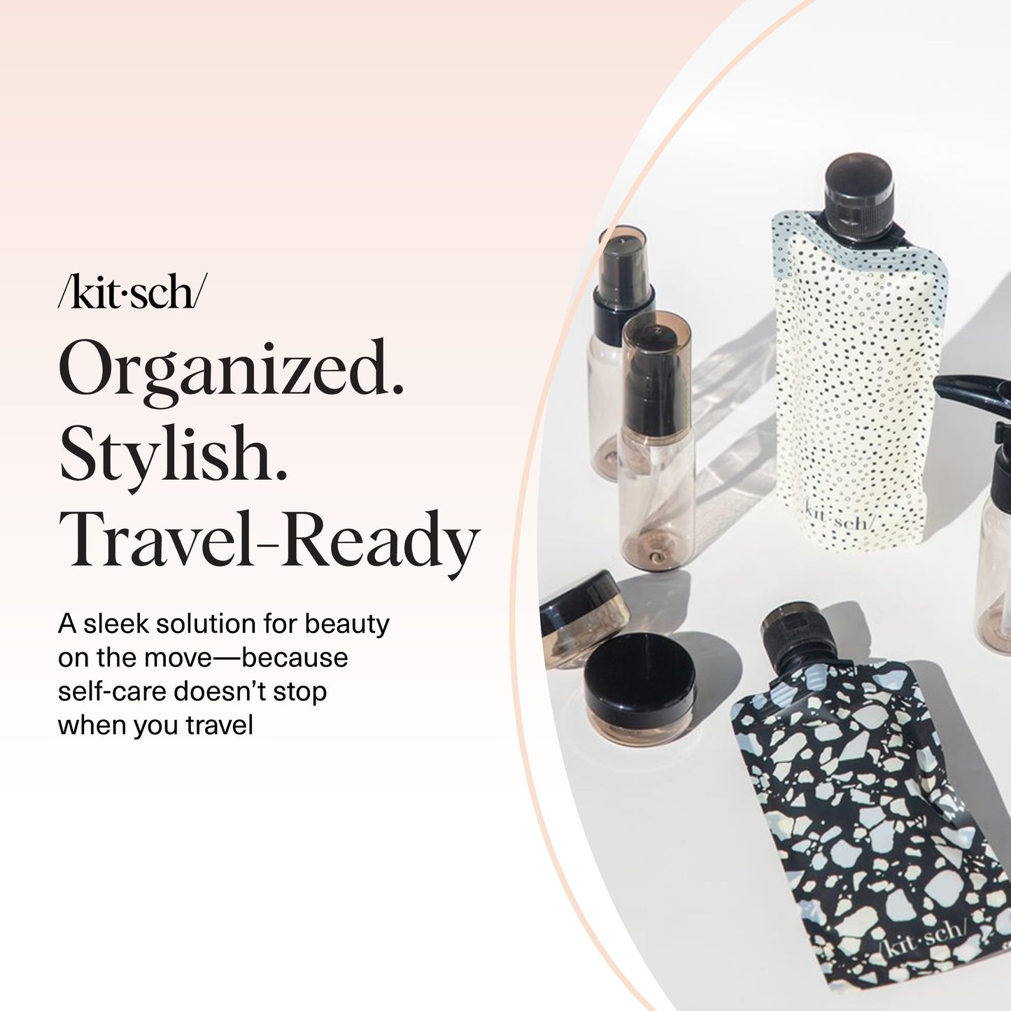 Kitsch 11 PCS Travel Containers for Toiletries – Travel Essentials Kit for Shampoo, & More - TSA Approved Bottles for Travel Size Toiletries, Leak-Proof Refillable Travel Containers - Black & Ivory