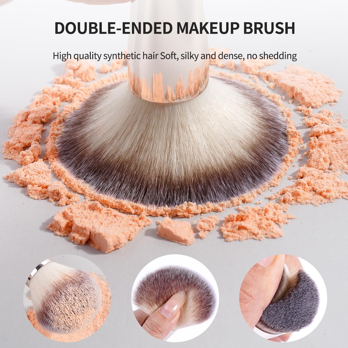 MAANGE 20 PCS Makeup Brush Set with Bag, Double-ended Kabuki Brush Foundation Contour Brush for Liquid Powder Concealer Eye Shadows Cream Cosmetics Blending Blush Face Makeup Tools with Case (Gold)