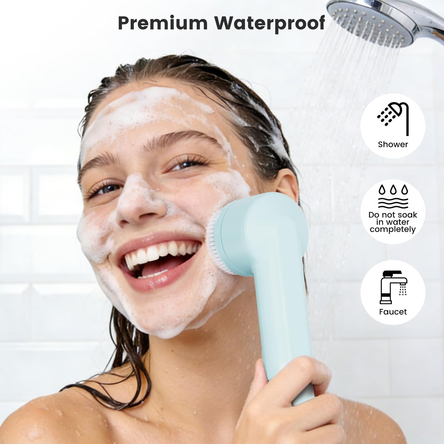 Electric Facial Cleansing Brush, 2-Way Rotating Rechargeable Face Scrubber for Daily and Deep Cleaning, 3 Modes, 3 Brush Heads, Waterproof, Face Wash Brush for All Skin Types