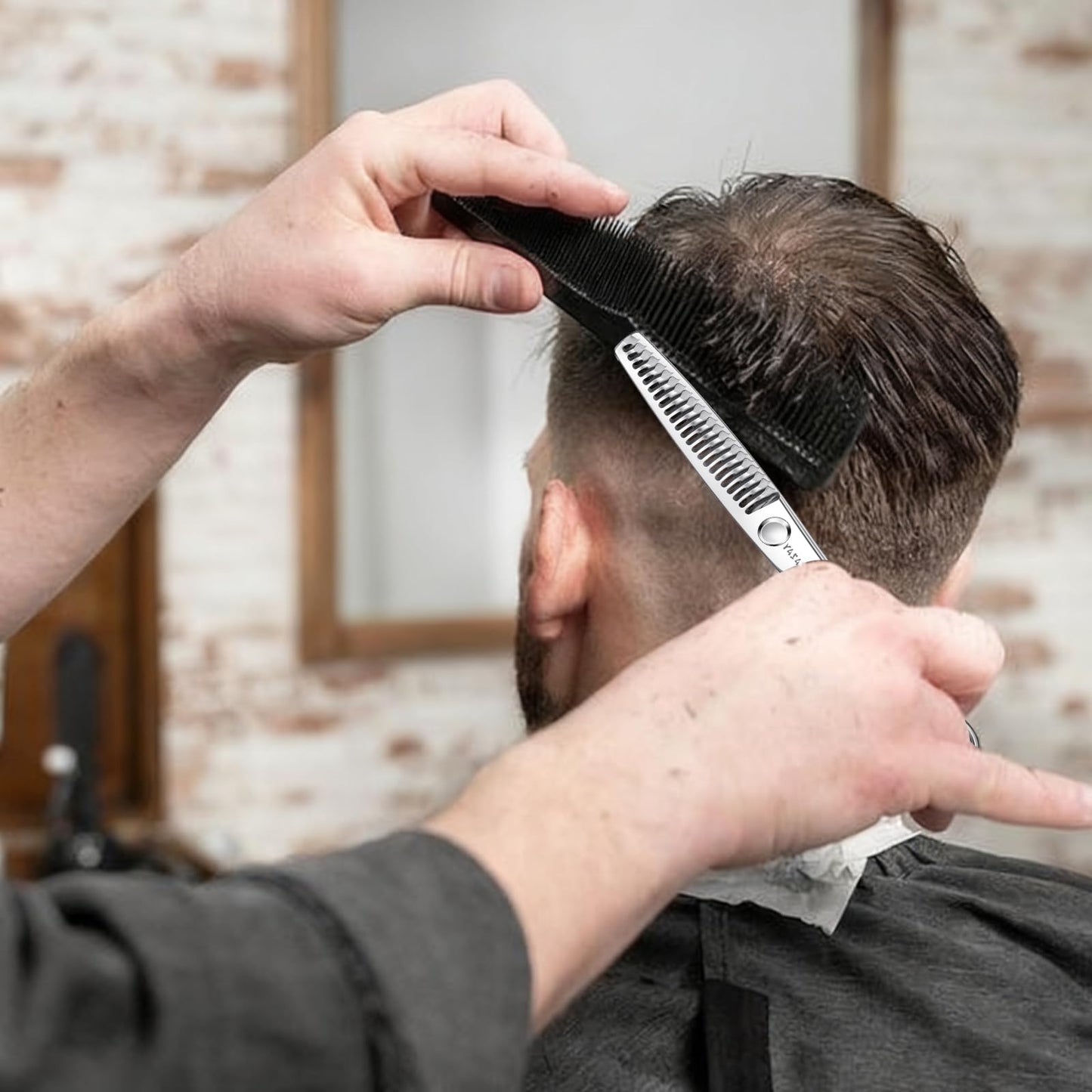 High-end Professional Hair Cutting 23 Teeth Thinning Scissors 6" with Extremely Sharp Convex Blades,Cobalt Alloy Steel barber hairdressing texturizing scissors For Men Women Salon& Home -Silver