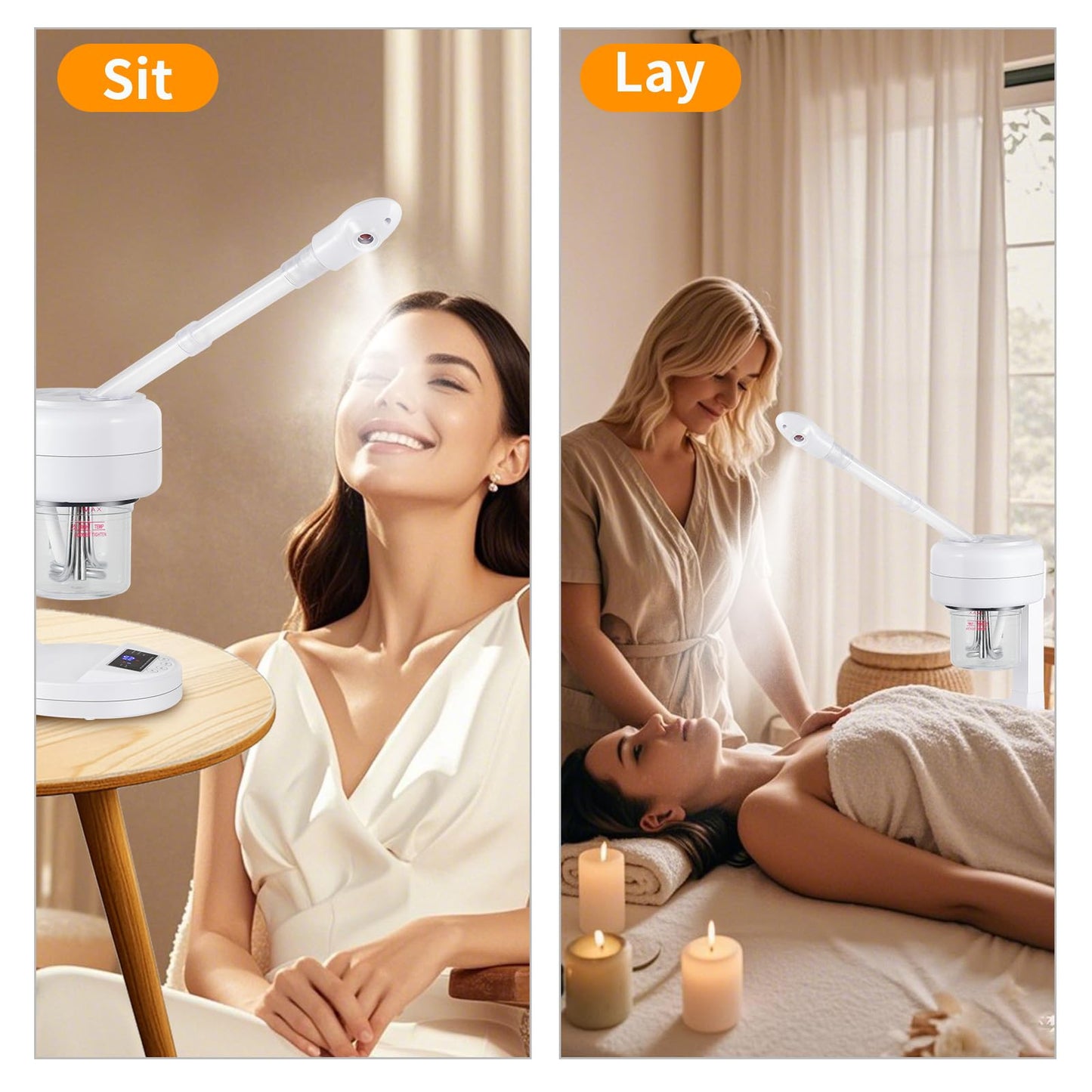 HeavenBird Ozone Facial Steamer, Portable Nano Ionic Face Steamer with LCD Screen, Extendable 360° Rotating Arm, Rotatable Nozzle, Hot Mist Function for Personal Care at Home or Salon